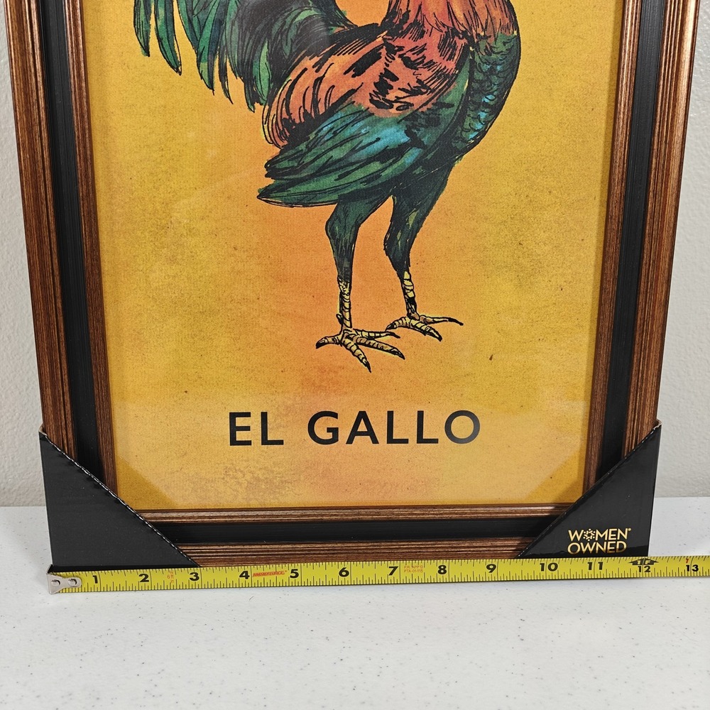 Sapna Shah El Gallo Loteria #1 Rooster Framed Wall Art 12x18" Mexican Decor NEW - Picture 10 of 11